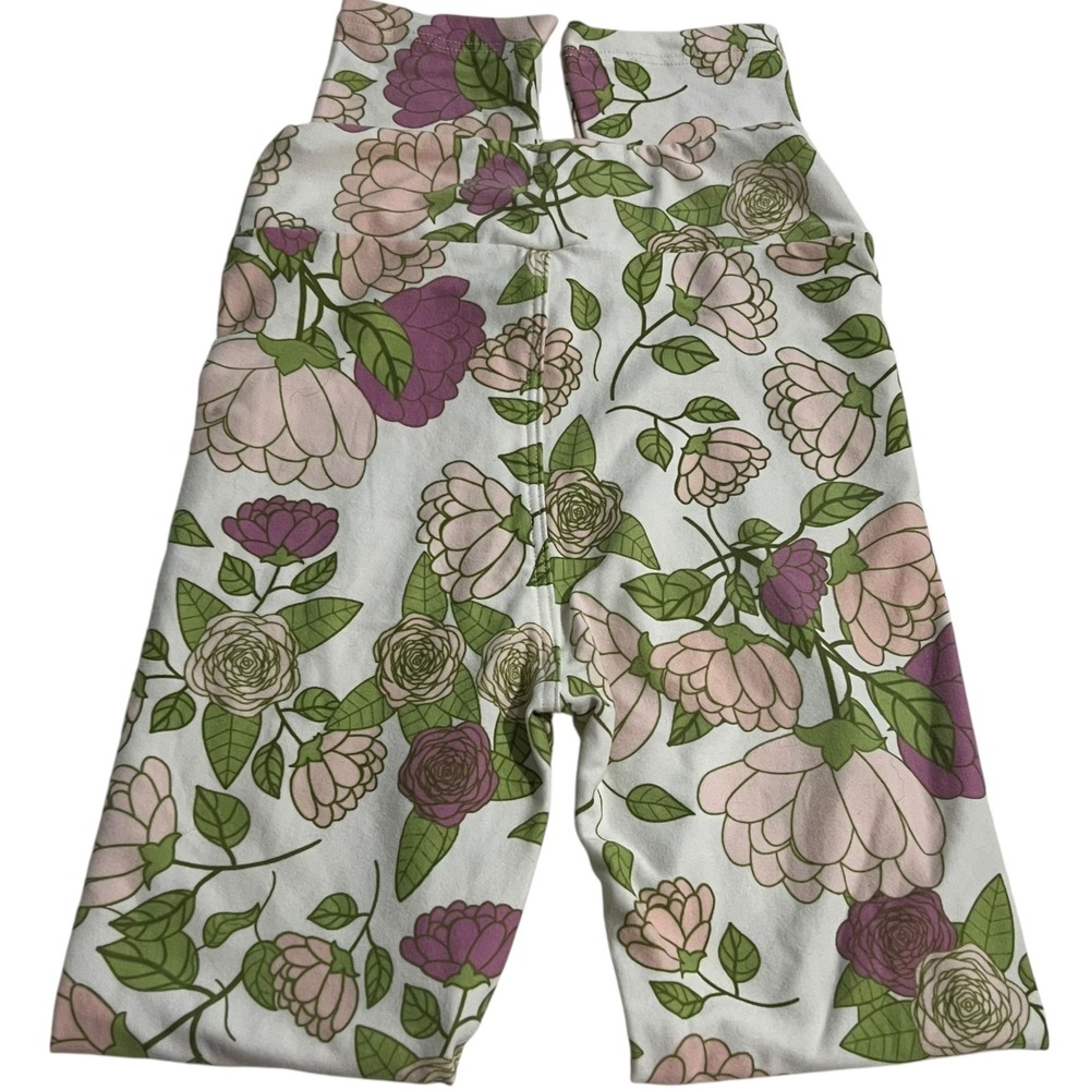 Lularoe Pastel Pink, Plum, Green & Cream Floral Leggings‎ Girls Size L/XL Fairy - Picture 2 of 4